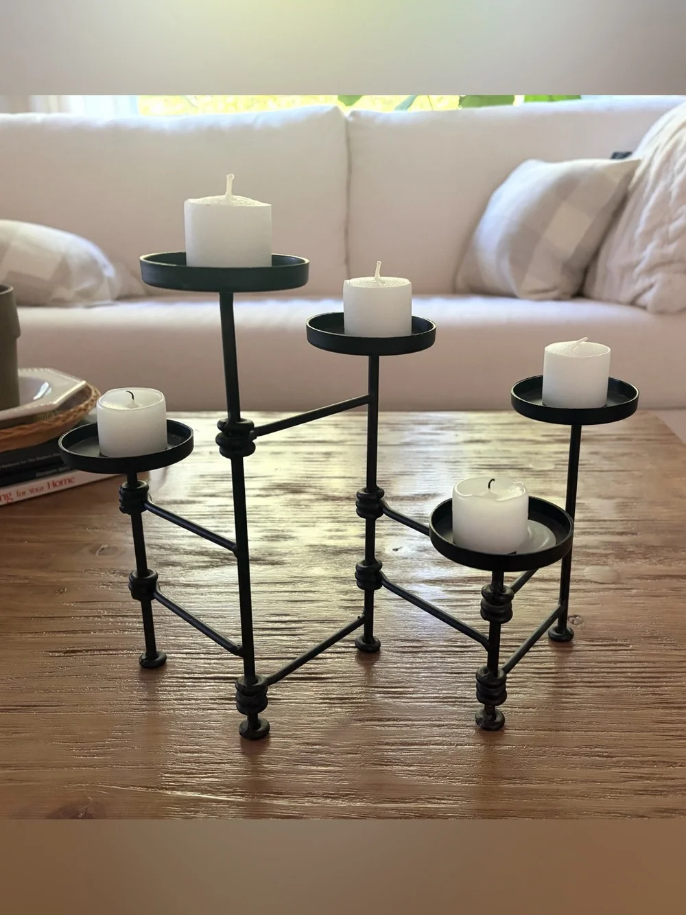 Vintage Wrought Iron Flexible Arm Candle Holder Candelabra - 5 Tier